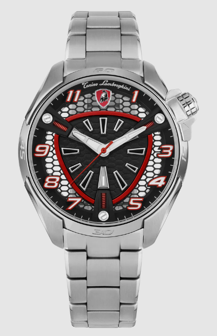 best luxury Lamborghini SHOCK ABS Silver/Red TLX_TLABSR-SS-B watches for men